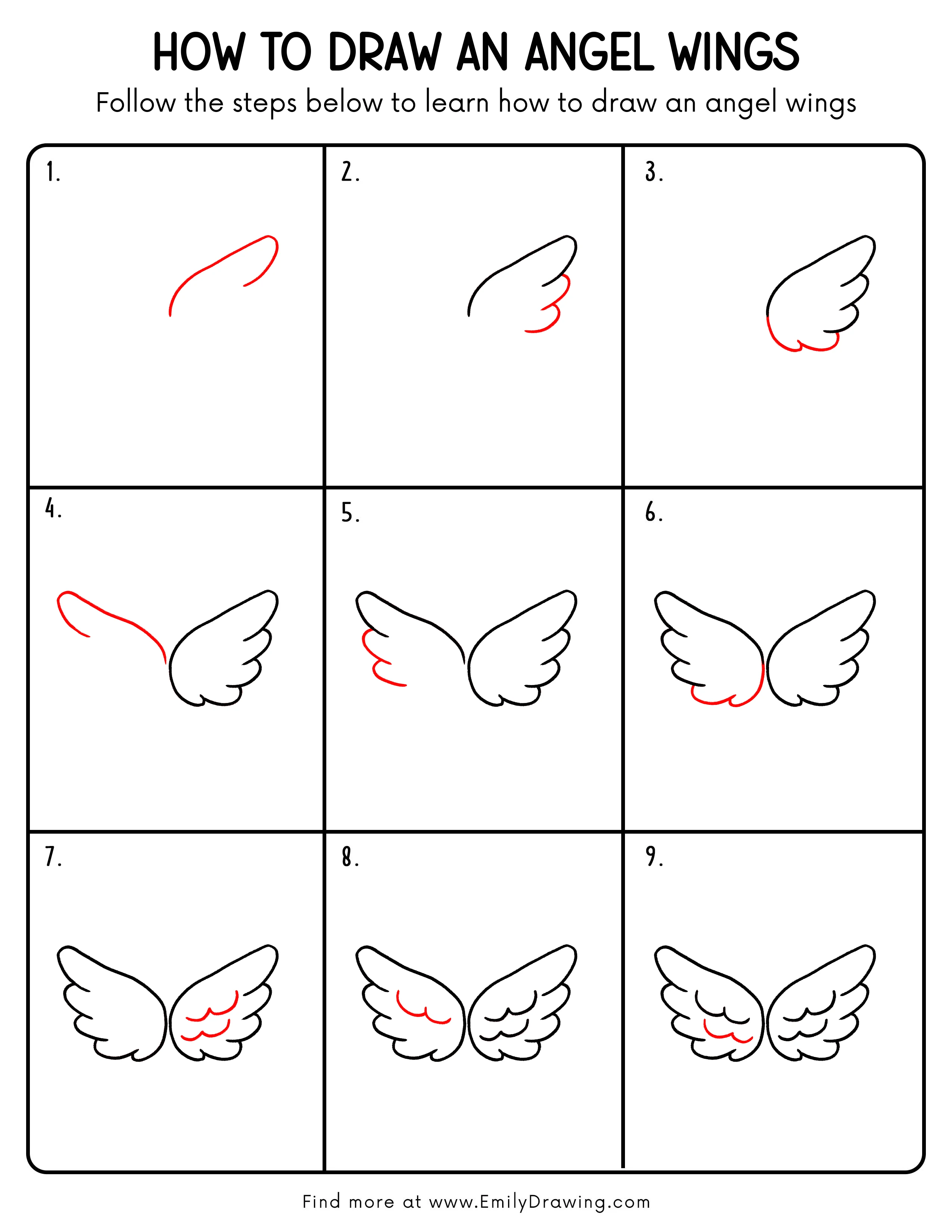 Printable Angel Wings Drawing Guide